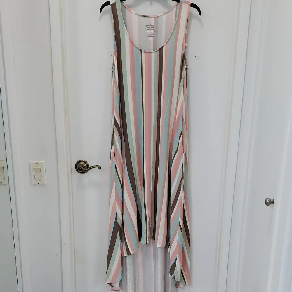 〰️Torrid〰️ Striped Maxi Jersey Hi Low Dress 1X - Picture 4 of 8